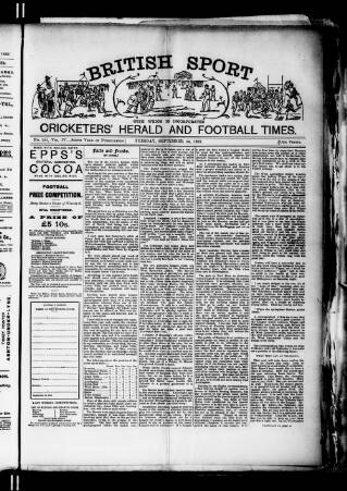 cover page of Cricketers' Herald, Athletic & Football Times published on September 24, 1889