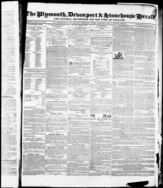 cover page of Plymouth Herald and Devonshire Freeholder published on February 9, 1839