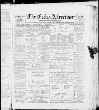 cover page of Eccles Advertiser and District Recorder published on September 18, 1886