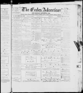 cover page of Eccles Advertiser and District Recorder published on December 25, 1886