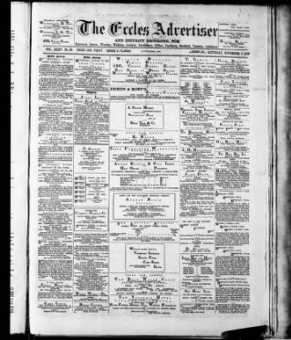 cover page of Eccles Advertiser and District Recorder published on November 2, 1889