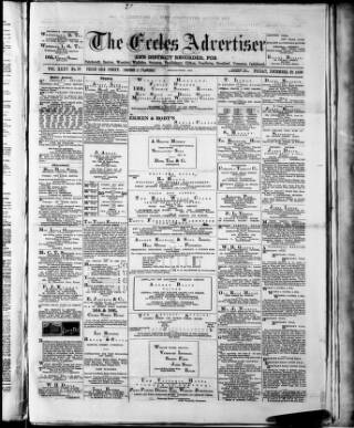 cover page of Eccles Advertiser and District Recorder published on December 20, 1889