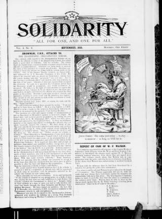 cover page of Solidarity published on September 1, 1919