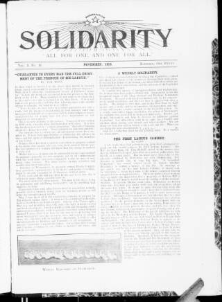 cover page of Solidarity published on November 1, 1919