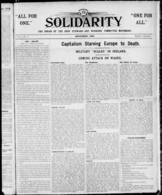 cover page of Solidarity published on December 1, 1920