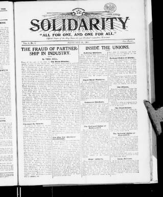 cover page of Solidarity published on February 11, 1921