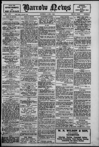 cover page of Barrow News published on July 6, 1940