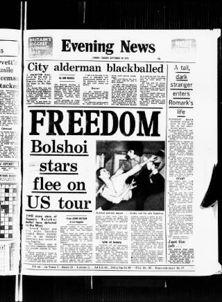 cover page of Evening News (London) published on September 18, 1979