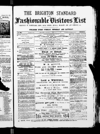 cover page of Brighton Standard and Fashionable Visitors' List published on February 28, 1880