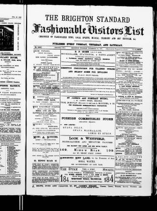 cover page of Brighton Standard and Fashionable Visitors' List published on November 30, 1880