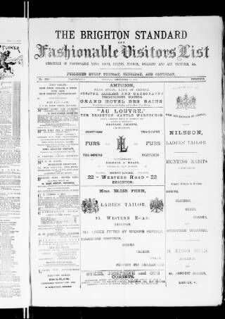 cover page of Brighton Standard and Fashionable Visitors' List published on September 18, 1888