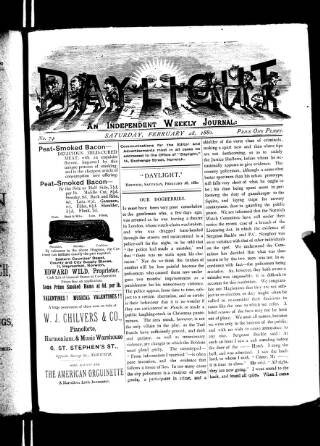 cover page of Daylight published on February 28, 1880