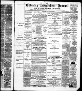 cover page of Coventry Independent published on February 8, 1882