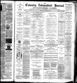 cover page of Coventry Independent published on December 27, 1882