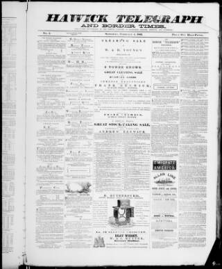 cover page of Hawick Telegraph and Border Times published on February 4, 1882