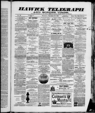 cover page of Hawick Telegraph and Border Times published on November 30, 1882