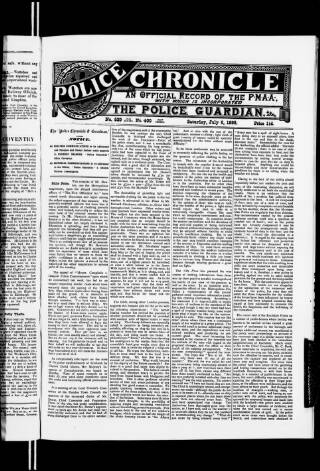 cover page of Police Chronicle published on July 6, 1895