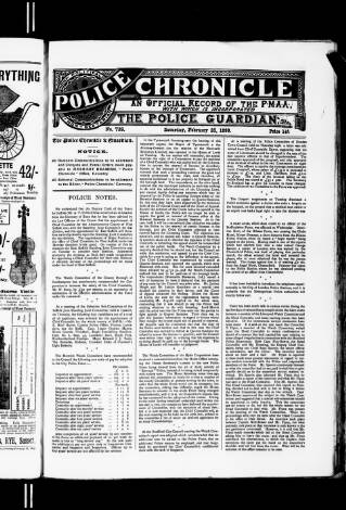 cover page of Police Chronicle published on February 25, 1899