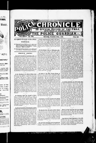 cover page of Police Chronicle published on December 30, 1899