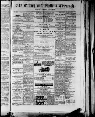cover page of Orkney & Shetland Telegraph published on September 18, 1883