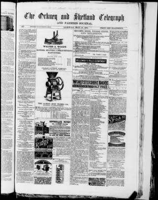 cover page of Orkney & Shetland Telegraph published on July 29, 1884