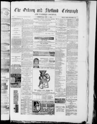 cover page of Orkney & Shetland Telegraph published on November 4, 1884