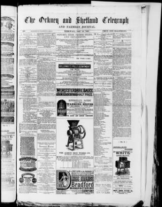 cover page of Orkney & Shetland Telegraph published on December 30, 1884