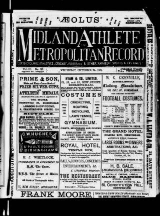 cover page of Midland Athlete published on September 7, 1881