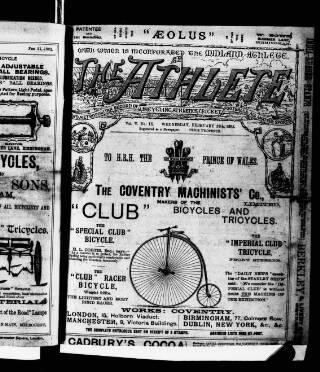 cover page of Midland Athlete published on February 28, 1883