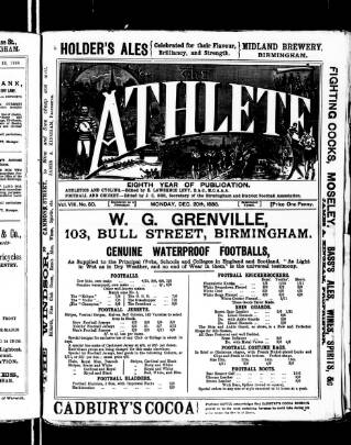 cover page of Midland Athlete published on December 20, 1886
