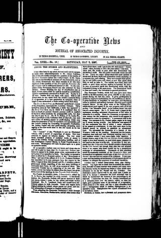 cover page of Co-operative News published on May 7, 1887
