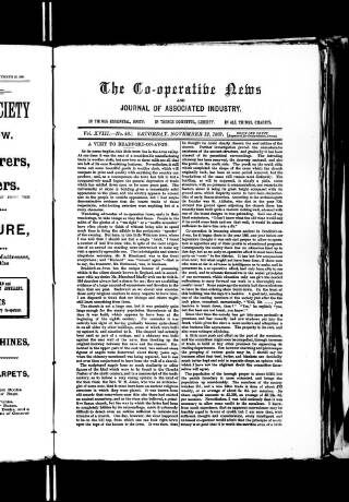 cover page of Co-operative News published on November 12, 1887