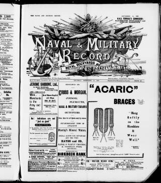 cover page of Naval & Military Record and Royal Dockyards Gazette published on September 18, 1902