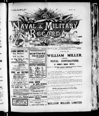 cover page of Naval & Military Record and Royal Dockyards Gazette published on February 28, 1907