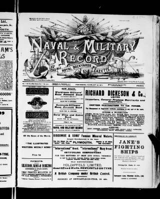 cover page of Naval & Military Record and Royal Dockyards Gazette published on February 28, 1917