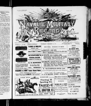 cover page of Naval & Military Record and Royal Dockyards Gazette published on November 30, 1921