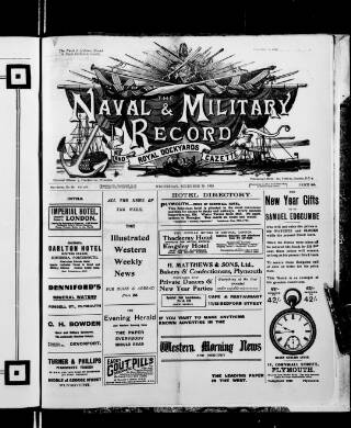 cover page of Naval & Military Record and Royal Dockyards Gazette published on December 30, 1925