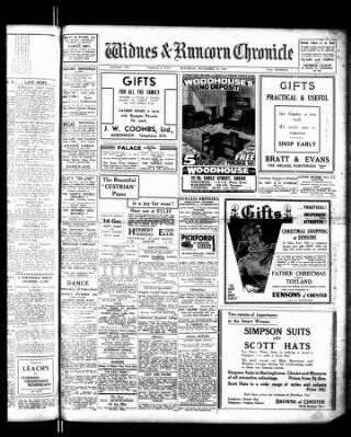 cover page of Widnes & Runcorn Chronicle published on November 30, 1940