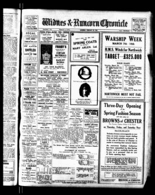 cover page of Widnes & Runcorn Chronicle published on February 28, 1942