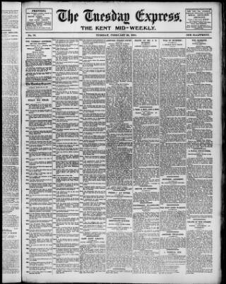 cover page of Tuesday Express published on February 28, 1905