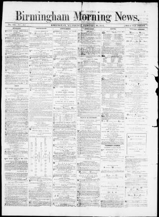 cover page of Birmingham Morning News published on February 28, 1872
