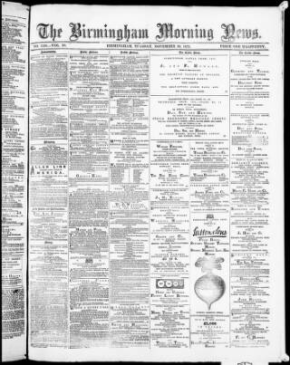 cover page of Birmingham Morning News published on November 30, 1875