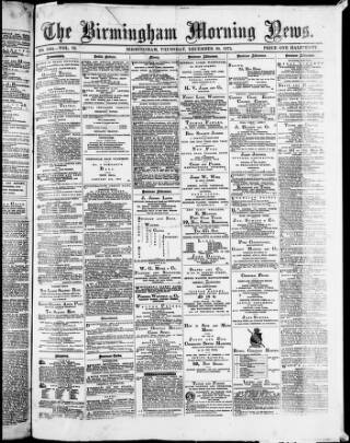 cover page of Birmingham Morning News published on December 30, 1875