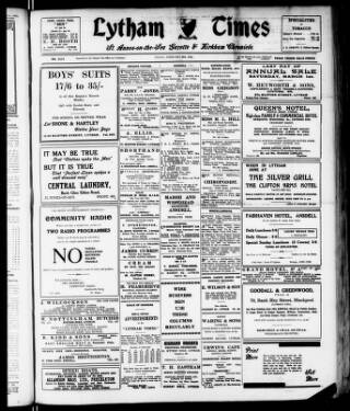 cover page of Lytham Times published on February 28, 1930