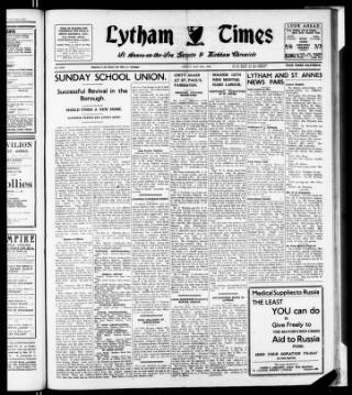 cover page of Lytham Times published on May 29, 1942