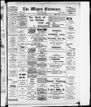 cover page of Wigan Examiner published on July 6, 1909