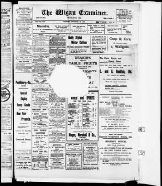 cover page of Wigan Examiner published on December 30, 1909