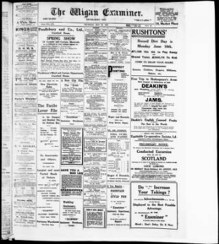 cover page of Wigan Examiner published on May 29, 1913