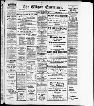 cover page of Wigan Examiner published on September 18, 1913