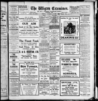cover page of Wigan Examiner published on November 30, 1915
